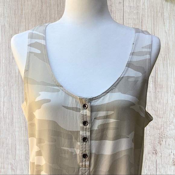 Splendid Camo Twill Tank Dress Beige/Cream, Size Small - Picture 3 of 10